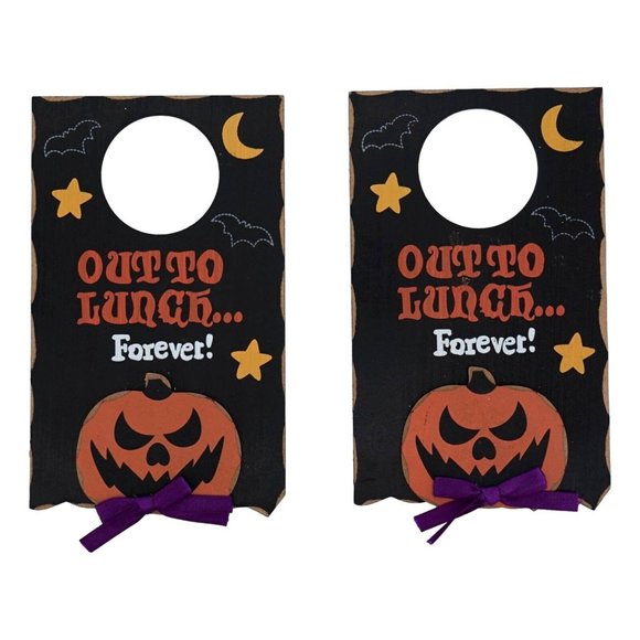 Holiday Halloween Door Knob Hangers Out To Lunch Forever 2 Pack